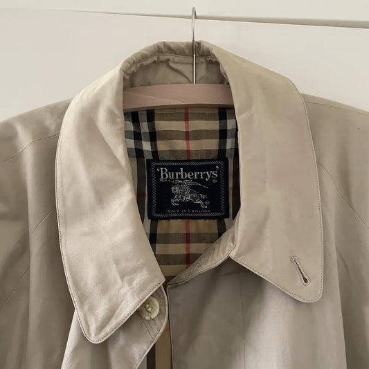 Burberry beige trench coat nova check lining.