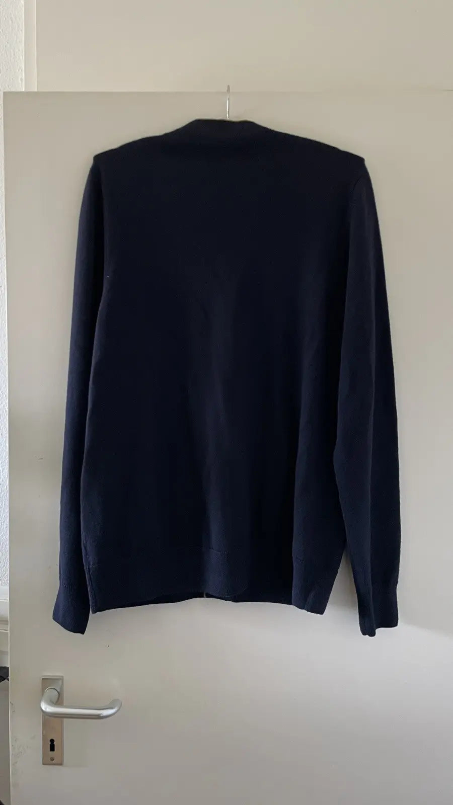 Dries Van Noten Navy Blue Beige Trim Cardigan Sweater
